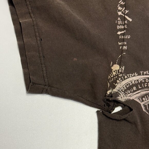 Hurley T Shirt Mens Large 21x27.5 Brown Y2K Style Grunge Skate Skateboard - Picture 9 of 15